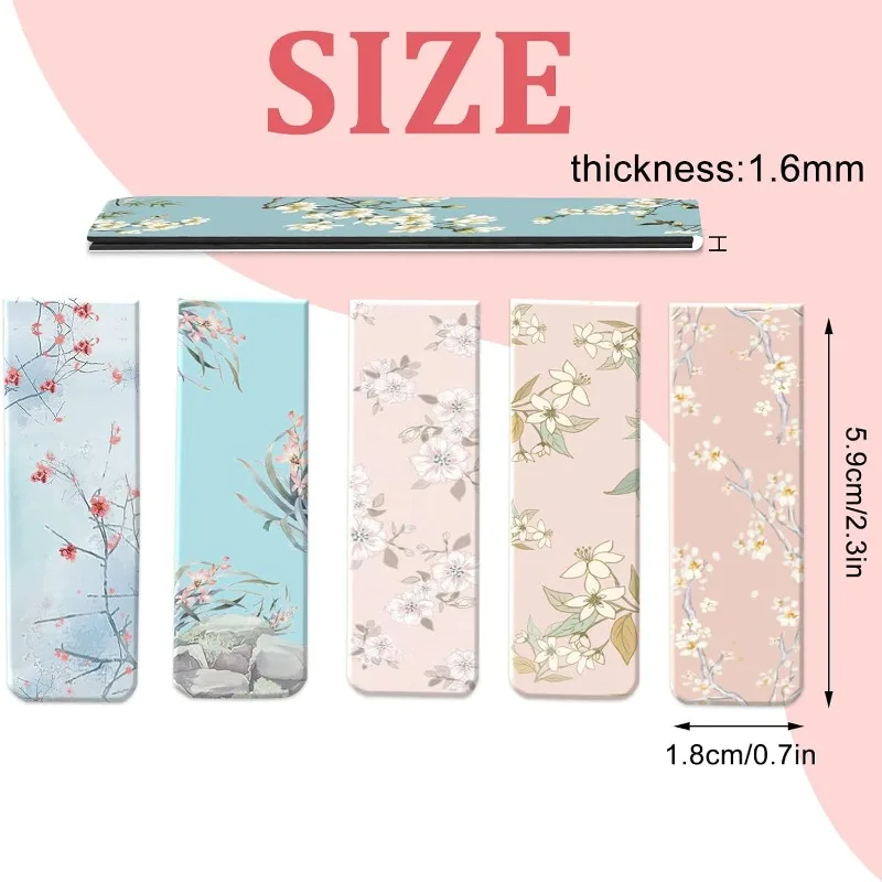 15 Pieces Bookmarks, Magnetic Bookmarks for Women, Page Markers for Students Teachers Reading (Floral Style)