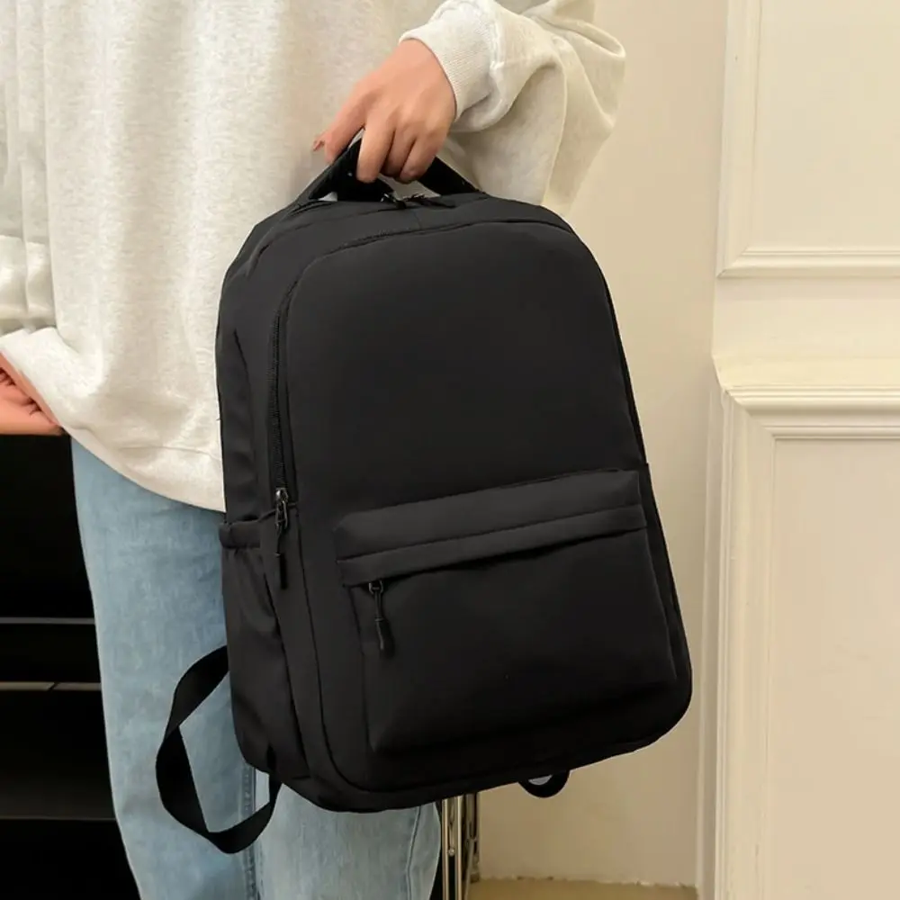 Zaino stile preppy tinta unita Borsa da scuola per studenti in stile coreano di grande capacità Borsa in nylon Borsa a tracolla per adolescenti Scuola