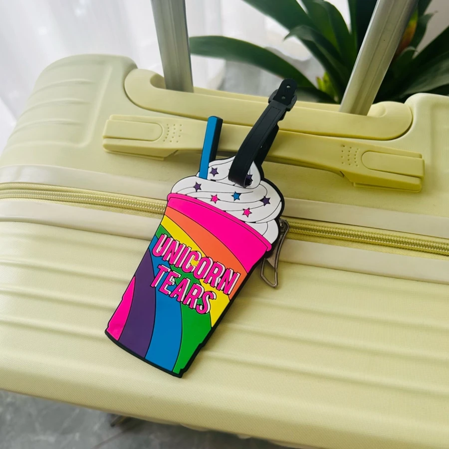 1/2pcs ฤดูร้อนห้องพักช่วงวันหยุดไอศกรีมแท็กกระเป๋าเดินทาง PVC วันหยุดอุปกรณ์เสริมกระเป๋าเดินทางแท็กซิลิโคนแบบพกพาแท็กชื่อ