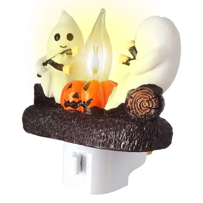 Ghost Campfire Nightlight Ghost Pumpkin Night Light Dusk To Dawn LED Lamp Ghosts Campfire Halloween Nightlight For Family