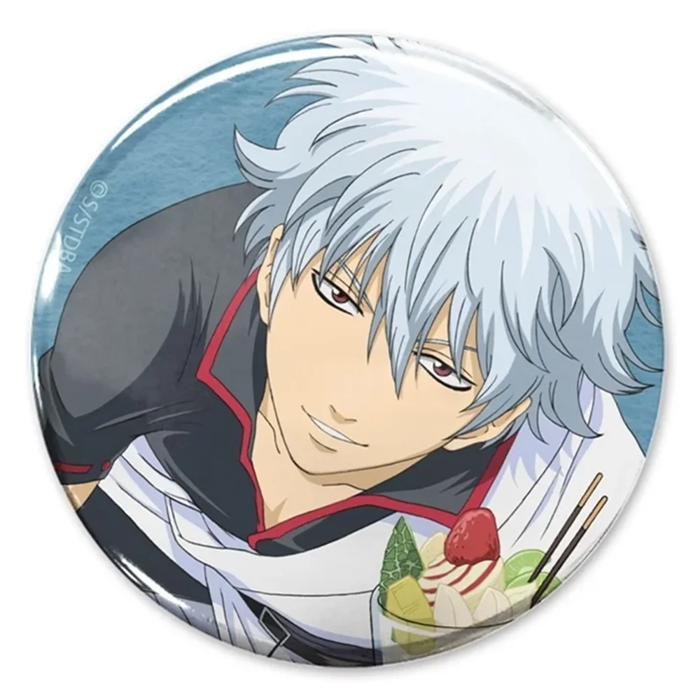 58mm Anime Gintama Oboro Takasugi Shinsuke Sadaharu Hijikata Toushirou‌ Cosplay COSTUME Badge Pin SPTE Tinplate Brooch﻿ Prop