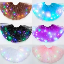 LED Glowing Light Girls Tulle Star gonna corta Tutu bambini Fancy Ballet Dancewear Tulle Light Up abito corto Light Up Costume