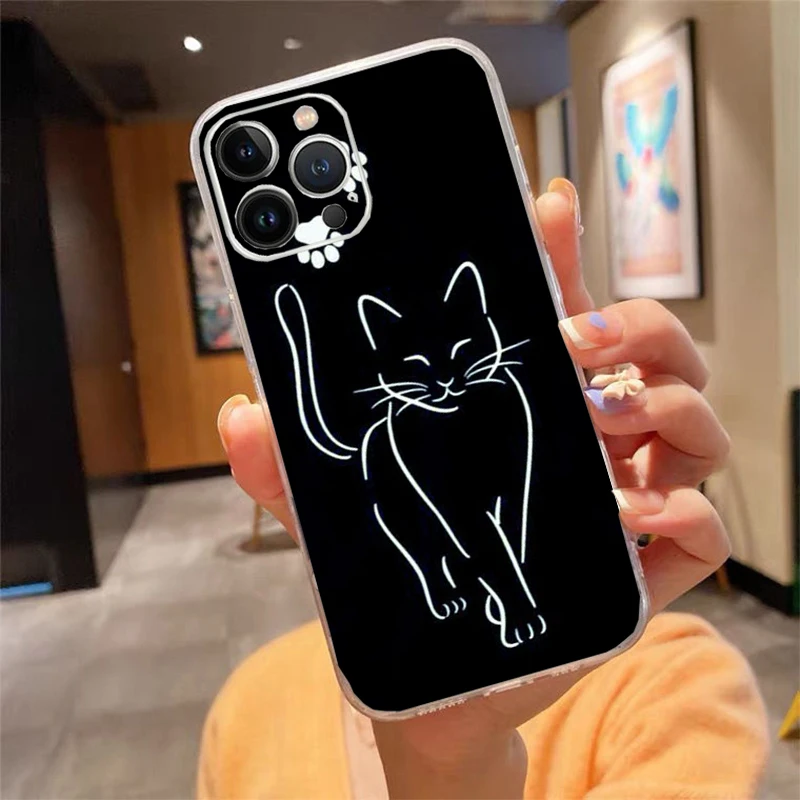 

Phone Case For iphone 17 Pro Max Air 16 15 14 13 Pro Max 15 16 Pro 15Plus Black Cat