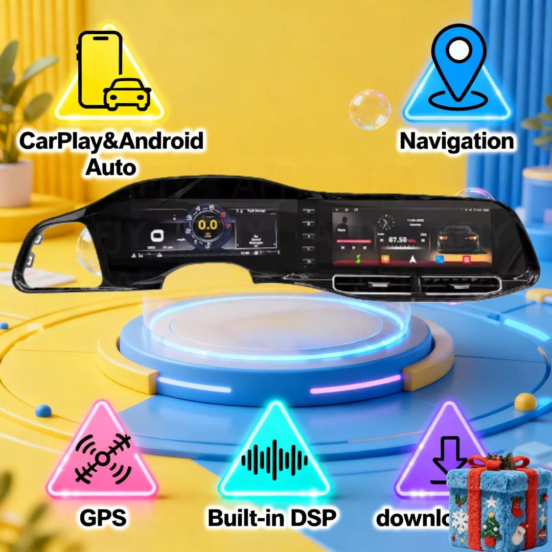 Android Auto Carplay Dual Screen For Dodge Challenger SRT Hellcat 2010-2023 Car Radio GPS Navi Stereo+Digital Cluster Head unit