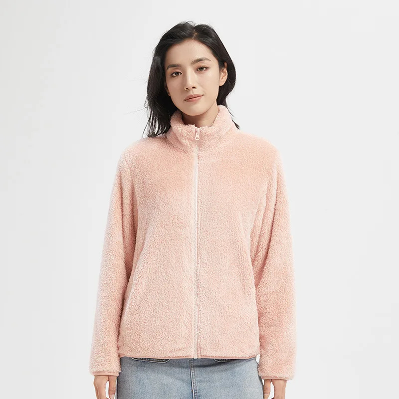 MRMT-abrigo de lana de Coral suave y grueso para mujer, chaqueta Coreana de cuello alto, abrigo para mujer, 2024