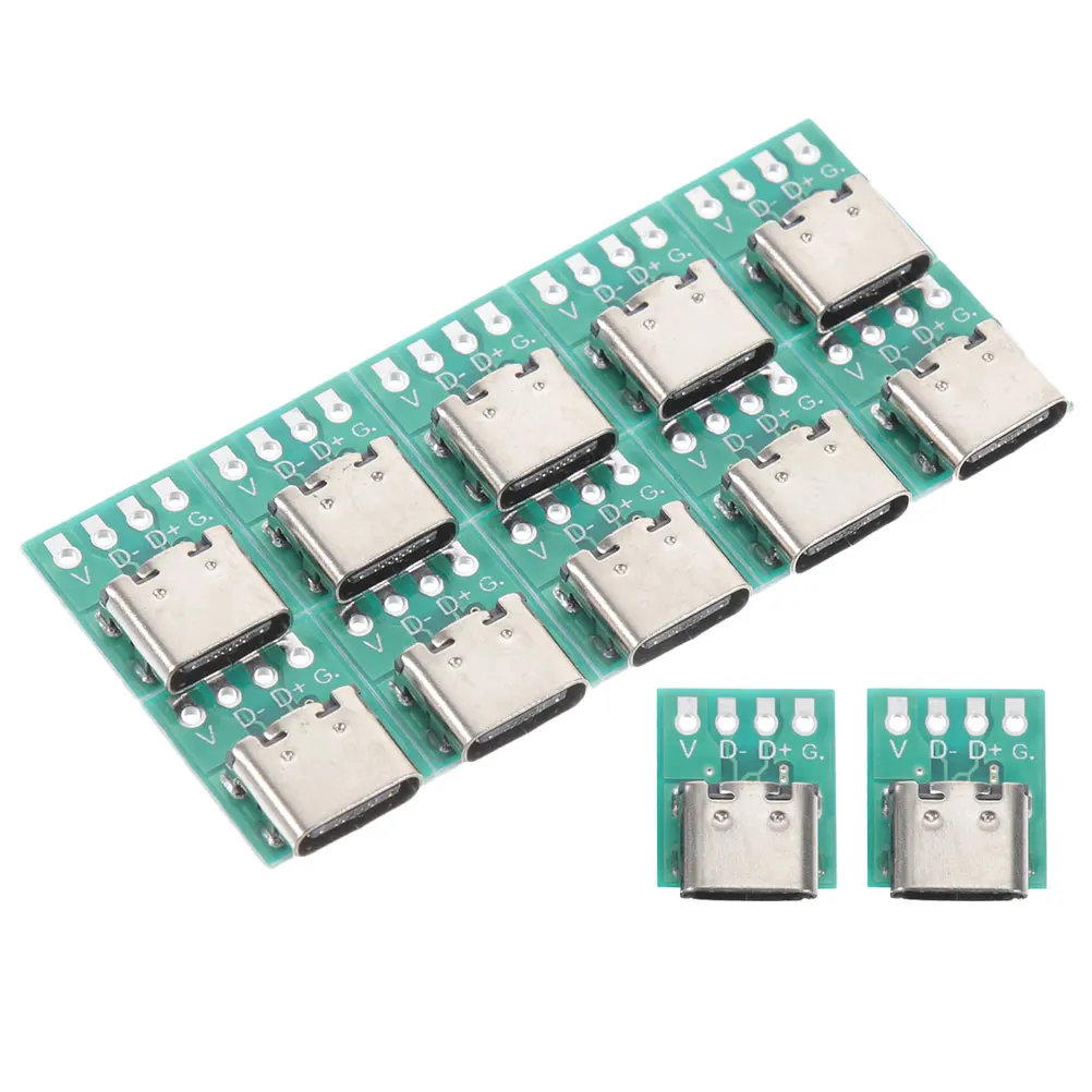 

12pcs Usb C Type Board Female Pcb Converter For Data Line Diy Usb 3.1 Connector Receptacle Adapter Module Hub Extension