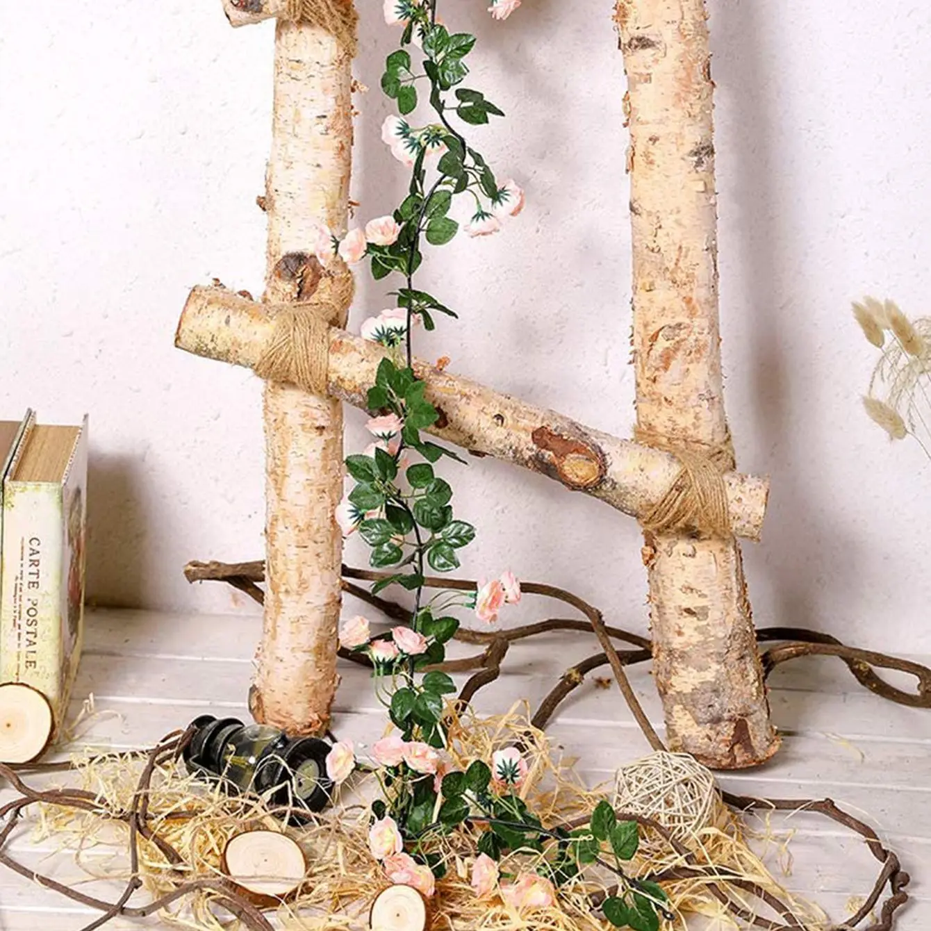 180Cm 69 Heads Rose Artificial Flower Garland Wedding Wreath Festival Home Room Decoration Garden Arch Decor DIY Fake Leaf Vine