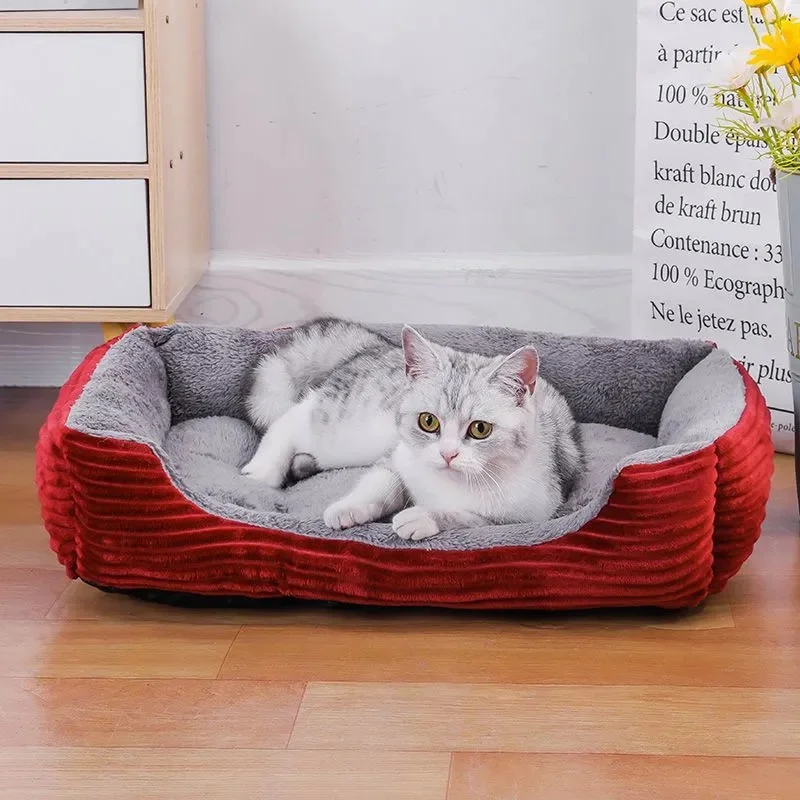 

Pets Cat Sleep Nest Pet Kennel CushionBed for Dog Cat Pet Sofa Bed Square Dog Bed Soft Plush Warm Pad House Washable