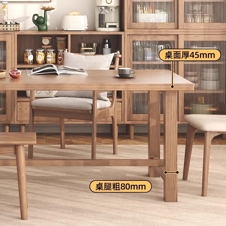 All solid wood dining table ash wood log Nordic rectangular large board desk to the living room integrated large table workbench