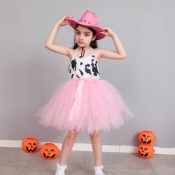 Girls Princess Cowgirl Jessie Tutu Costume Dress for Children Halloween Western Rodeo Dress Up Kids Holiday Party Fancy Dresses