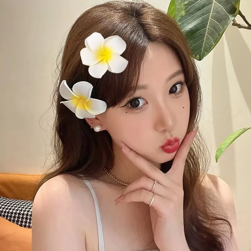 1-10pcs Plumeria Flower Hair Clips for Women Hairpins Girls Side Bangs Clips Flower Barrette Hawaiian Party Bag Hat Accessories image 5