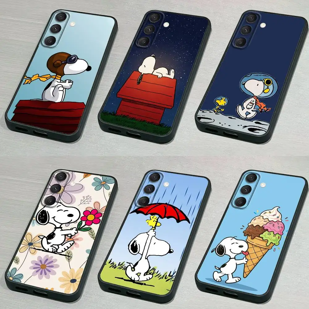 

Cartoon S-S-noopy-COOL Phone Case For Samsung S 25,24,23,22,30,21,10,9,Ultra,Plus,Lite,FE,4,5G Black Soft Case