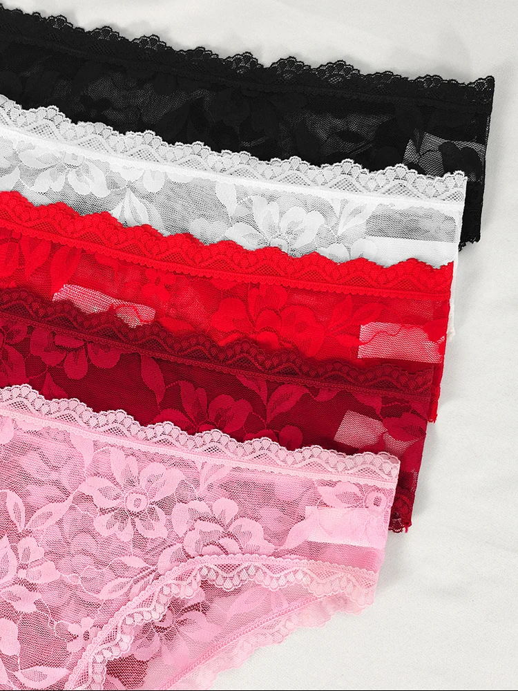 5pcs/Set Multi Color Sexy Women Panties Low Rise Perspective Floral Underwear Breathable Ladies Briefs Fashion Female Underpants