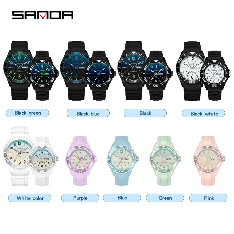 SANDA-Relojes de pulsera de cuarzo para hombre y mujer, conjunto de reloj de lujo para jóvenes y niñas, negocios, 1053, 9005