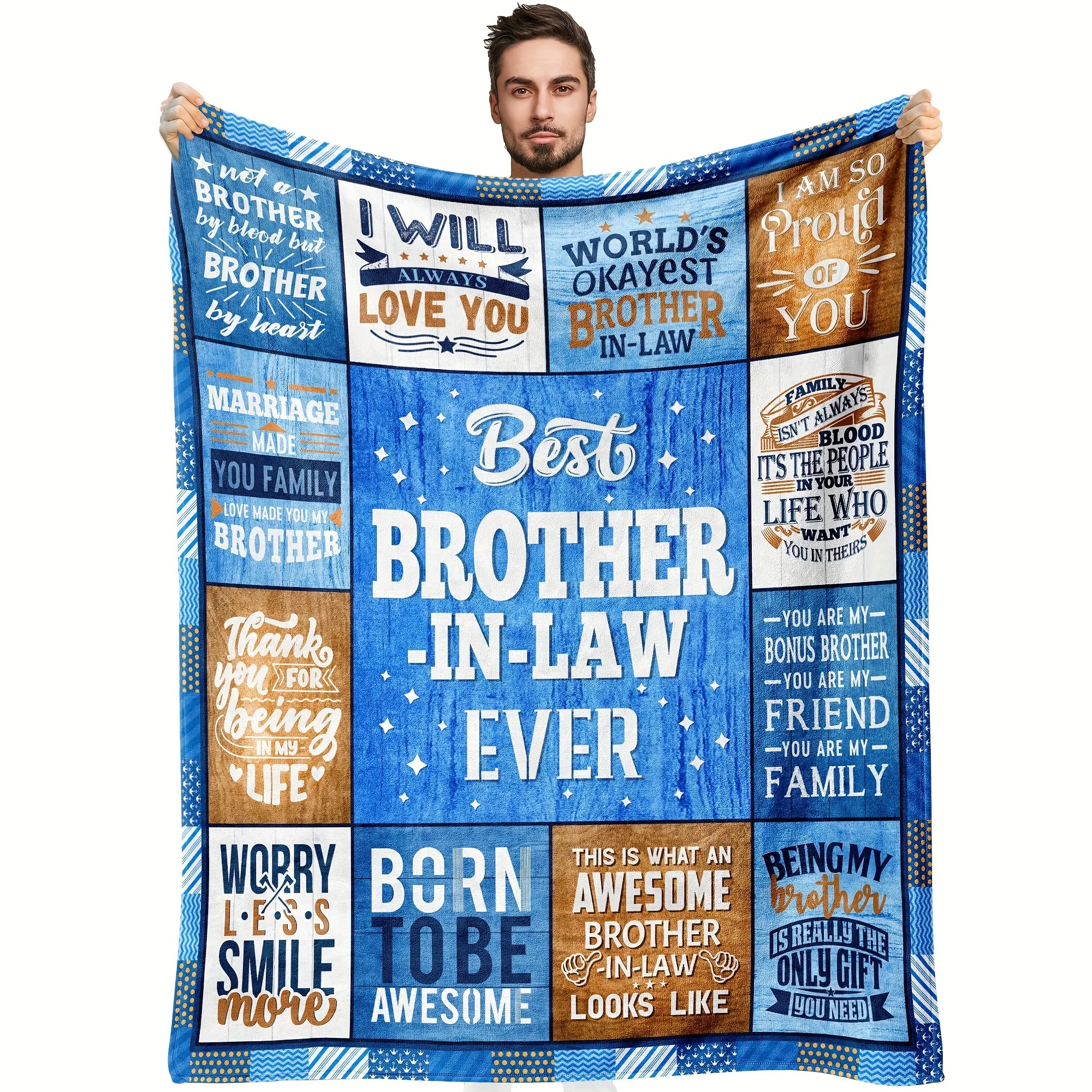 1pc Contemporary Flannel Throw Blanket for Brother-in-Law, Machine Washable, Digital Print, All Seasons Multipurpose Sofa Cover,