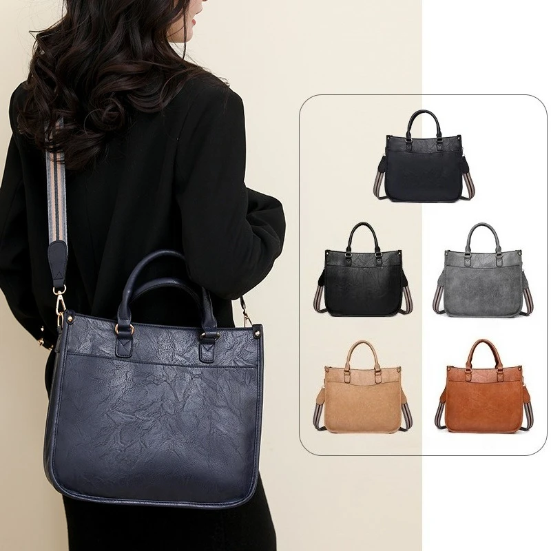 Winter Retro Women's Handbags Casual Messenger Bag Commuter Tote Bags Luxury PU Single Shoulder Bag Large Capacity Crossbody Bag