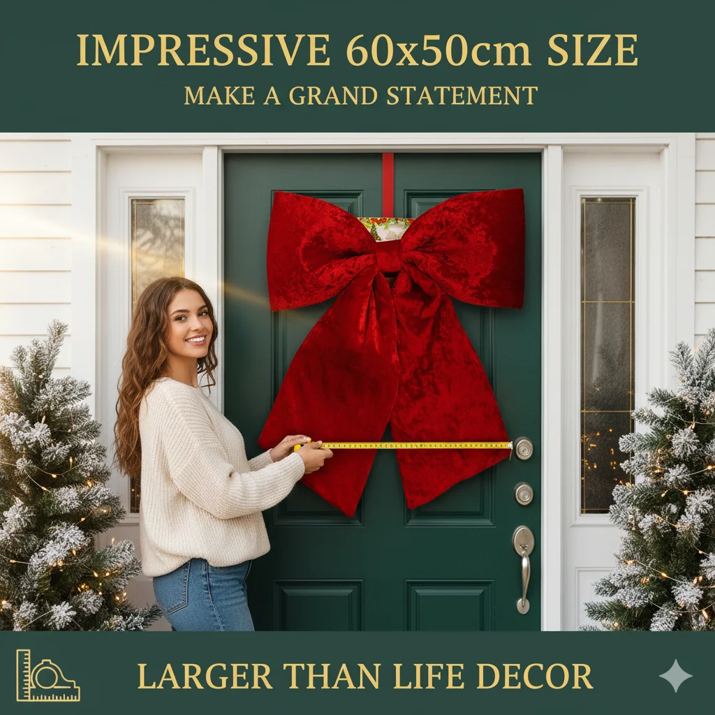 

Christmas Decorations 60cm Red Velvet Bow Christmas Accessories Diy Hanging Christmas Tree Decoration