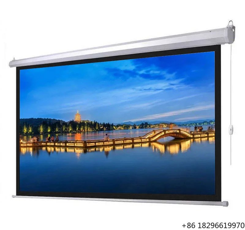 100 120 150 Inch Electric Motorized Projection Screen Home Cinema Wall Ceiling Mounted 16:9 Format