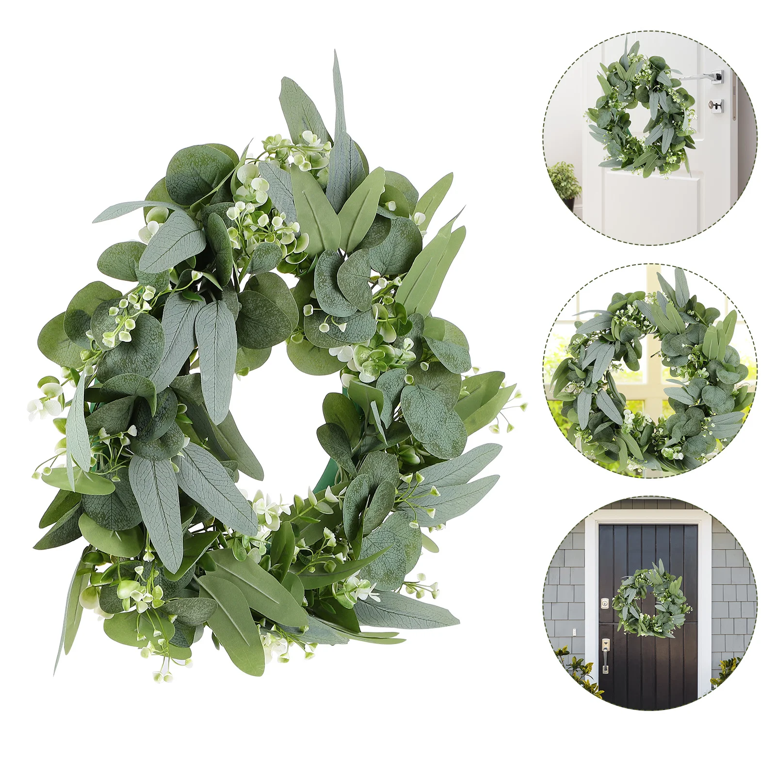

1pc Artificial Eucalyptus Wreath Assorted Color Door Wall Decor For Home Holiday Outdoor Indoor Simulated Flower Wreath
