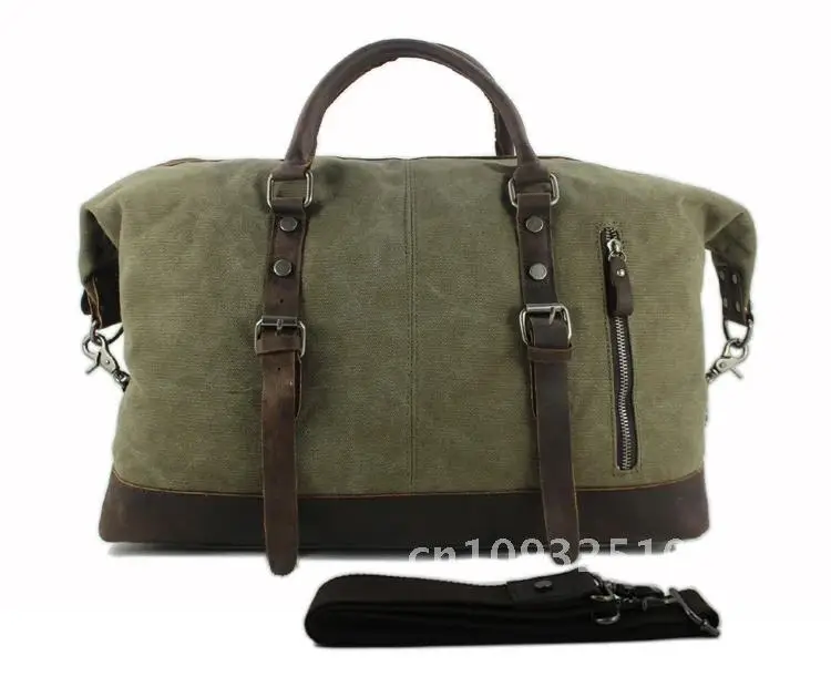 

Leather Canvas Leather Men's Travel Bag Hand Luggage Bag Carry Big On Large Bag Tote Men Duffle Military Bag Overnight Weekend