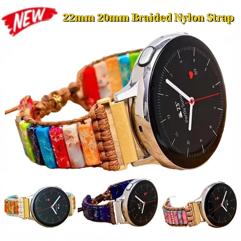 22 mm 20 mm geflochtenes Nylonarmband für Samsung Galaxy Watch7/6/5/4/Huawei Watch 5 GT5-4-3 Pro Band 46 mm böhmisches Armband