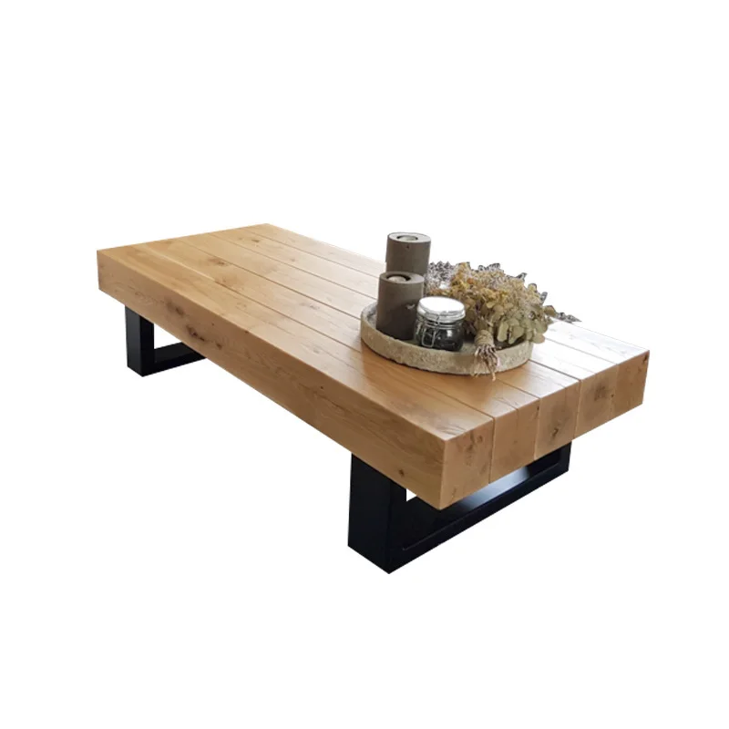 Log thickening coffee table industrial style Nordic solid wood living room sofa tea table creative log dwarf