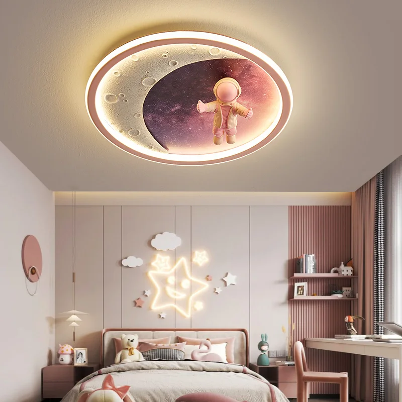 Imagem -04 - Quarto das Crianças Lâmpada do Teto para Meninos Moda Quarto Lâmpada de Poupança Energia Simples dos Desenhos Animados Espaço Criativo Luz Teto