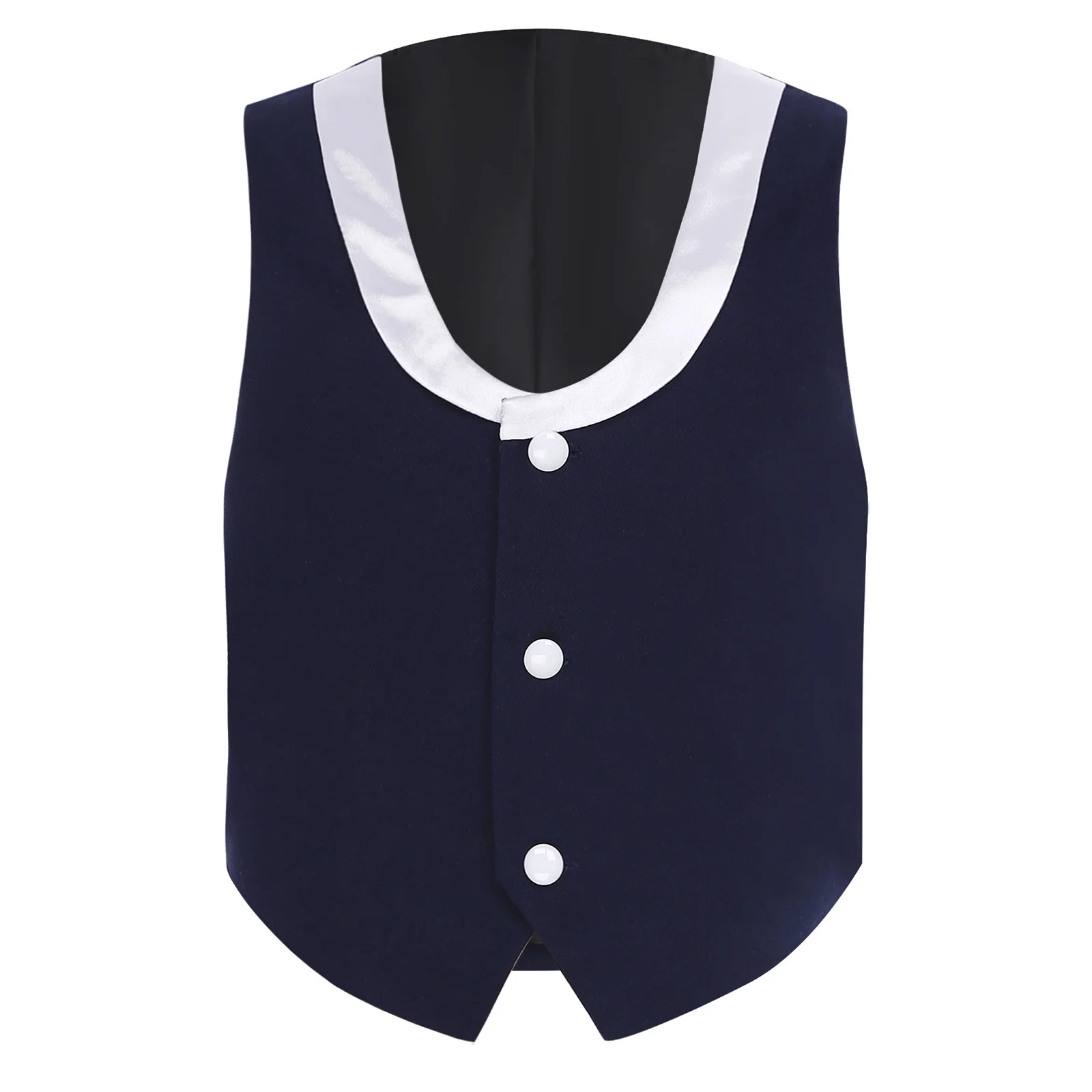 

Kids Boys Color Block U-shaped Collar Sleeveless Irregular Button Closure Vest Gentlemen Outfit for Wedding Banquet Themed Party
