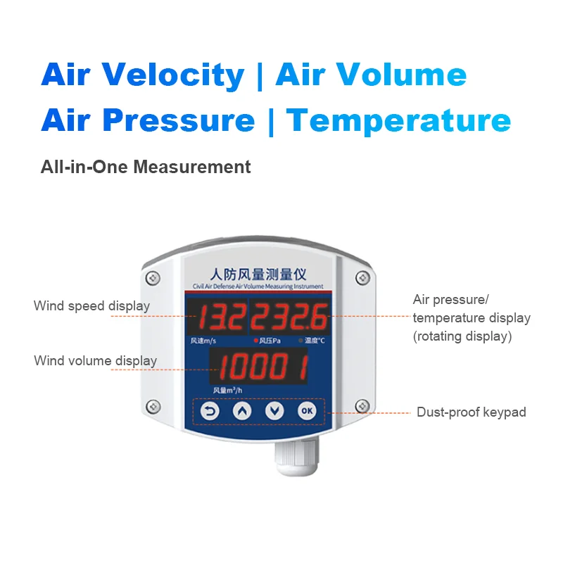 2025 Hot Sale One Wind Anemometer Digital Wind Speed Meter Gauge Air Flow Velocity Volume Tester Air Temperature and Pressure