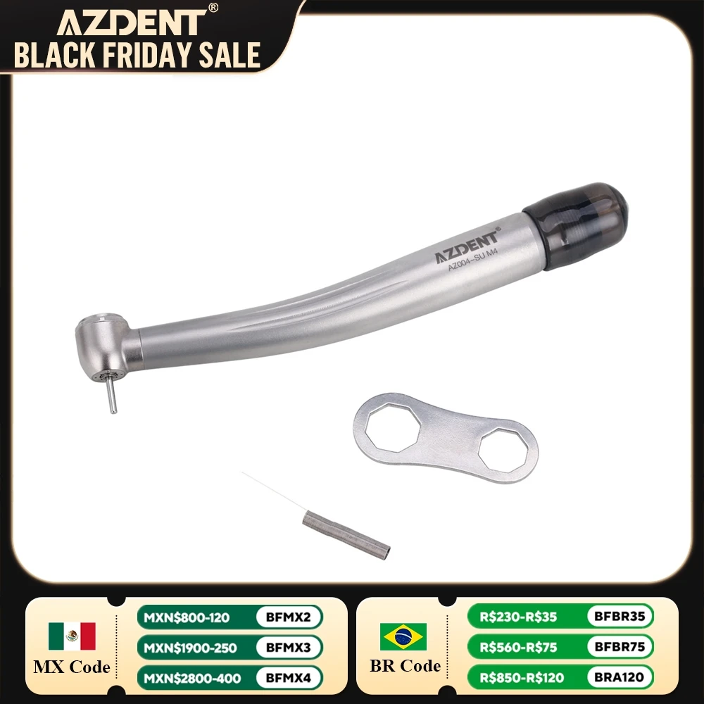 Dental High Speed Handpiece Ceramic Bearing AZDENT 4 Way Spray Standard Clean Head System 4 Holes Push Button Dentistry Tool