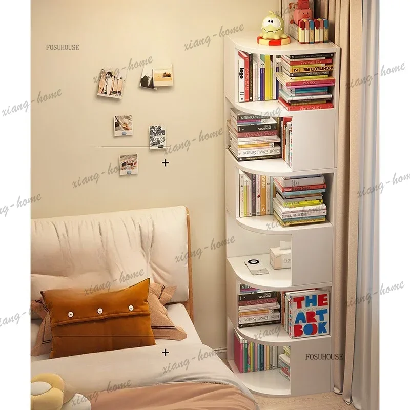 LSModern Minimalist Wooden Bookshelf Multi Tiered Corner Bookcases Creative Storage Locker for Coffee Shop Library Display Rack