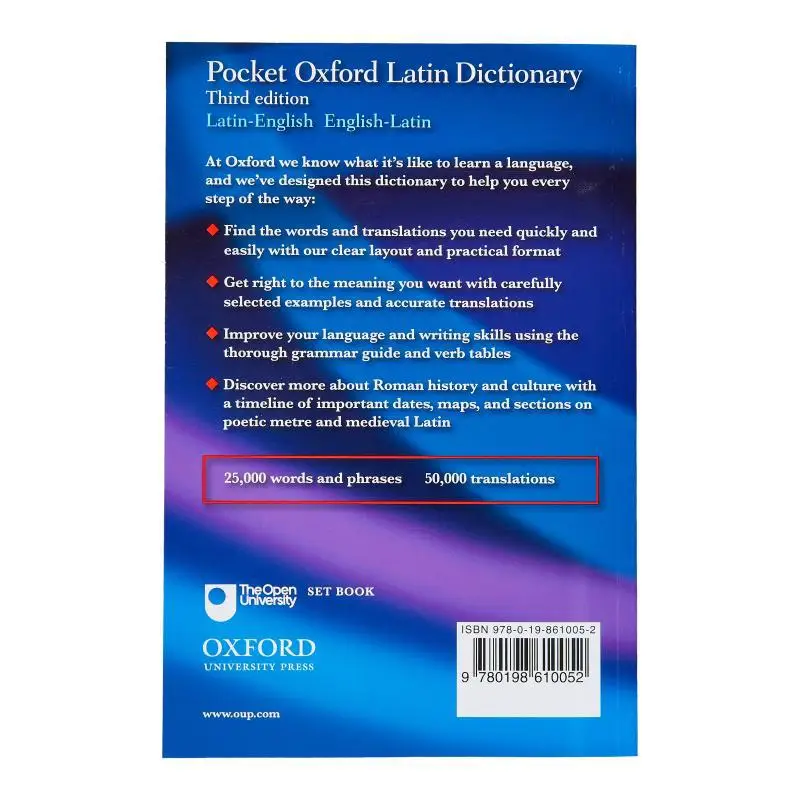 Pocket Oxford Latin Dictionary Morwood James Oxford University Press 9780198610052 Book