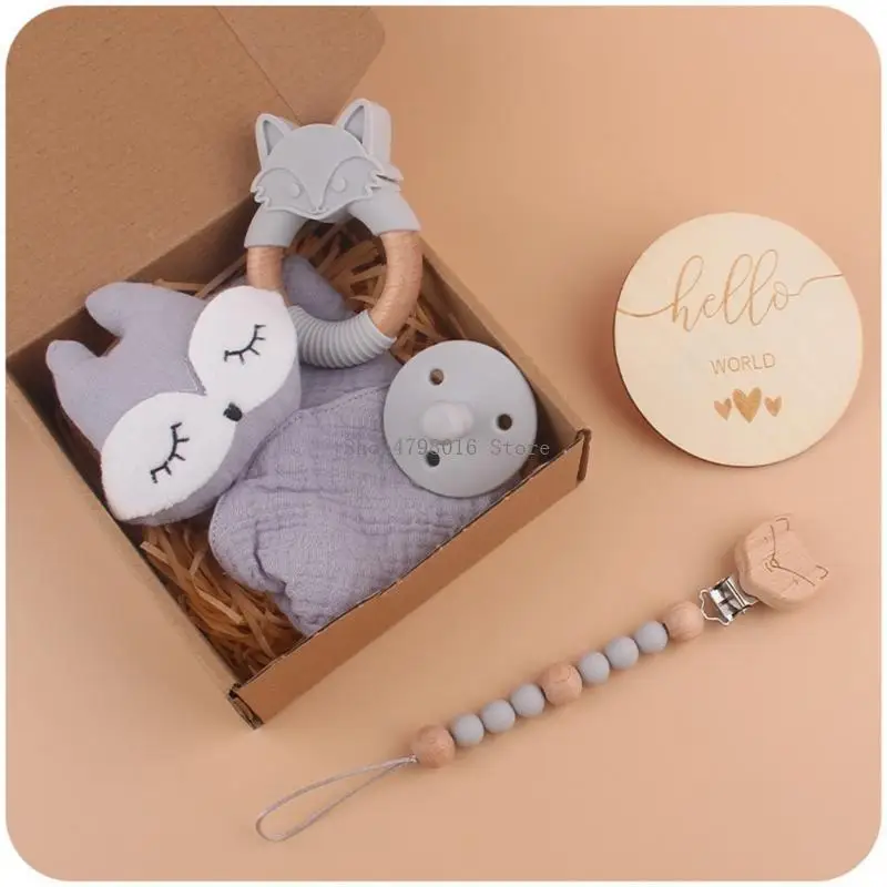 Upgraded Newborns Baby First Gift Set for Boys & Girls Baby Pacifier Clip with Comfort Toy Silicone Nipple for Baby