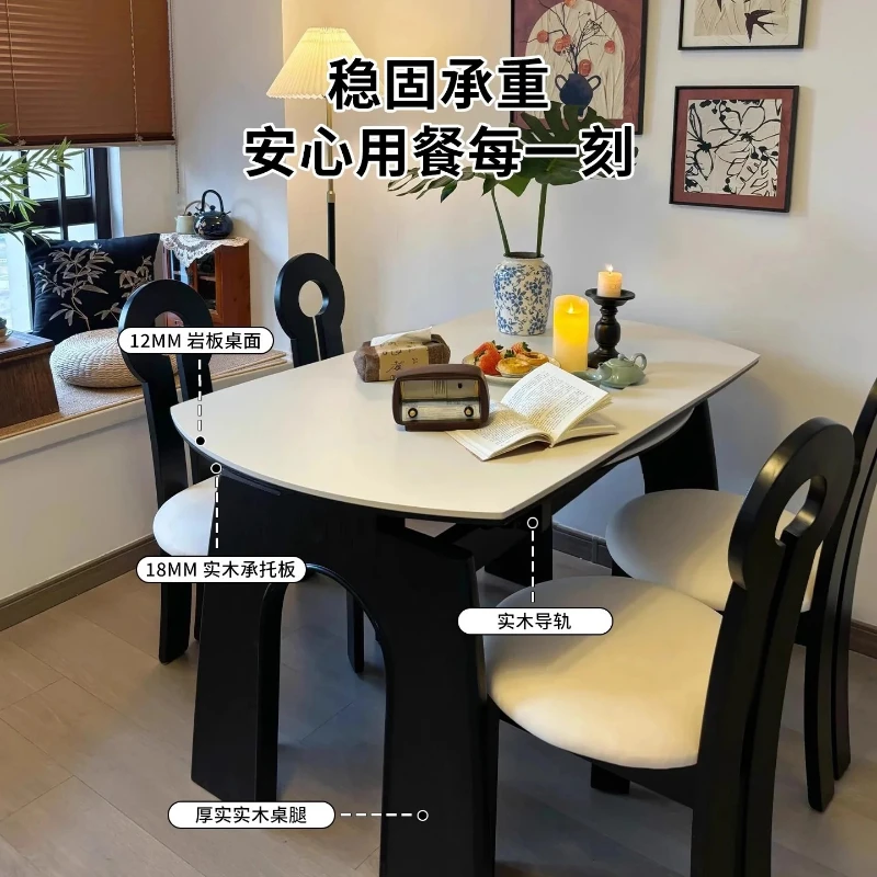 

Винтажный раздвижной обеденный стол из массива дерева с каменной столешницей, круглый, для дома