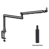 Professional Studio Low Profile Mic Arm with Extended Riser Cable Management Adjustable Microphone Stand for SM7B MV7 AM8 K688