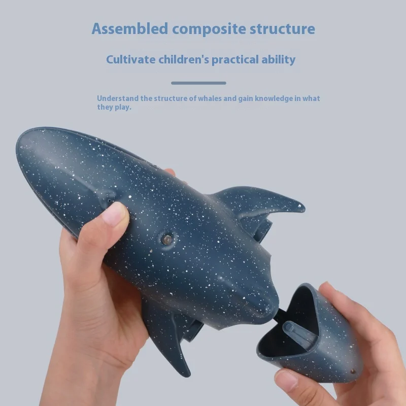 Baleine télécommandée aste pour enfants, jouet de natation bionique, modèle de baleine simulée, requin électrique RC, vaporisateur, 2.4g