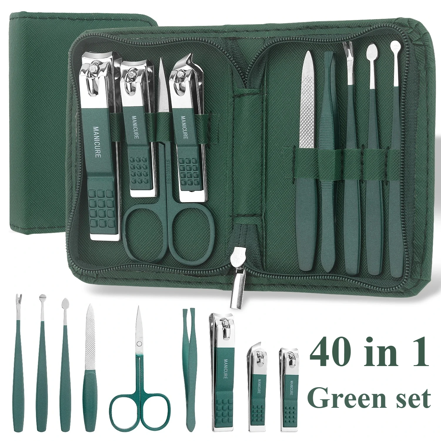 

40Pcs Professional Manicure & Pedicure Set - Travel-Ready Nail Care, Precision Clippers & Cutters, No Power Needed