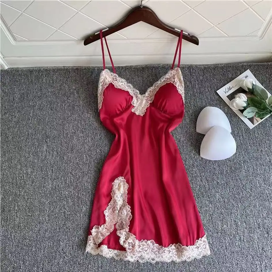 Camisón halter francés de alta costura para mujer, pijama Sexy de verano, vestido de casa para hijo, novedad de 2024