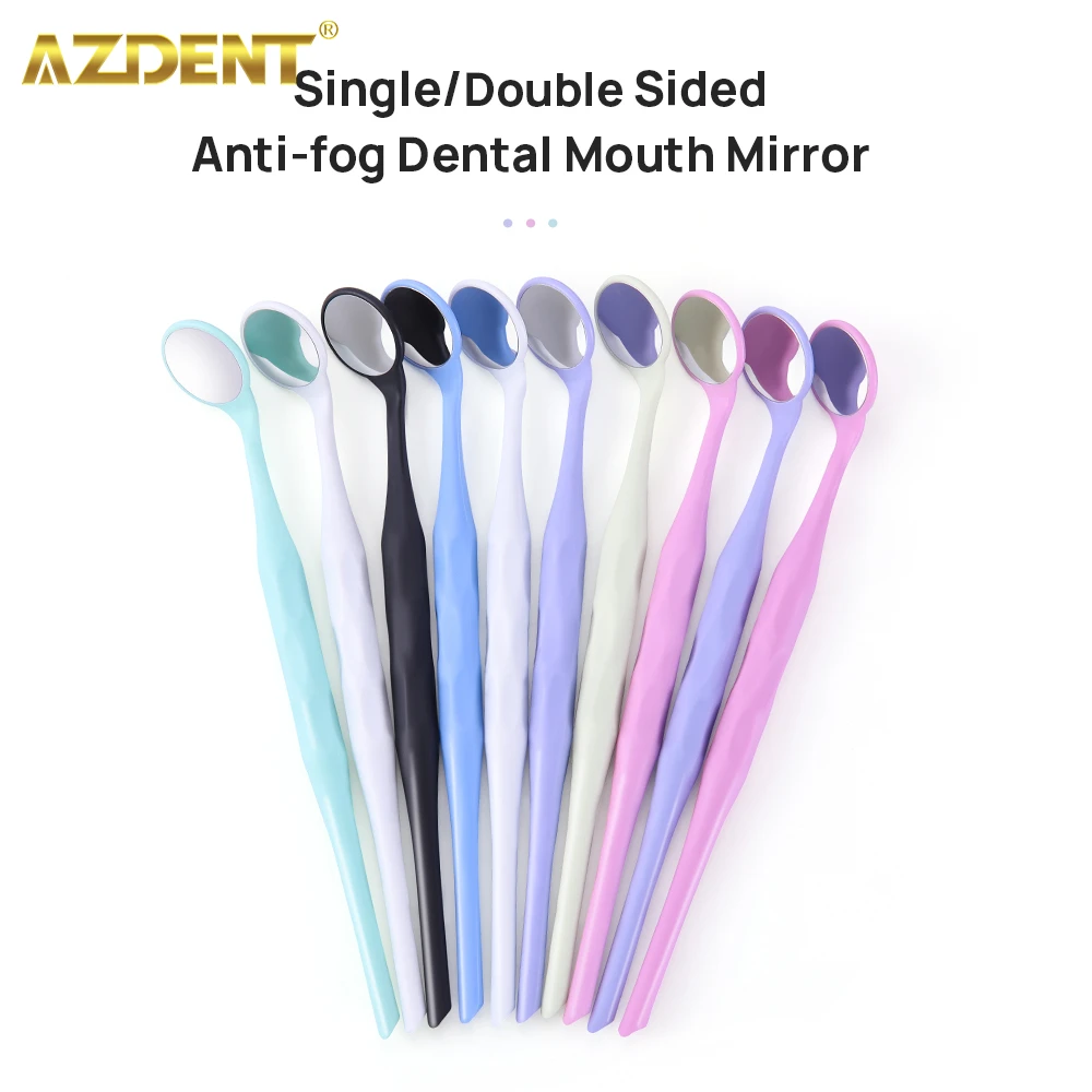 10PCS/Set AZDENT Dental Mouth Mirror Anti-fog Autoclavable Single & Double Sided with Handle Fibre Glass Oral Mirrors Reflectors