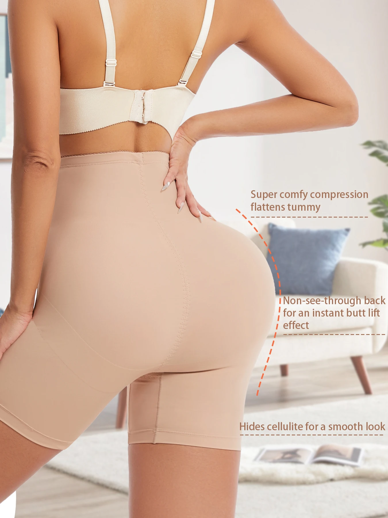 بنطال نسائي عالي الخصر بلون سادة مع تحكم في البطن ورفع الورك واستعادة ما بعد الولادة