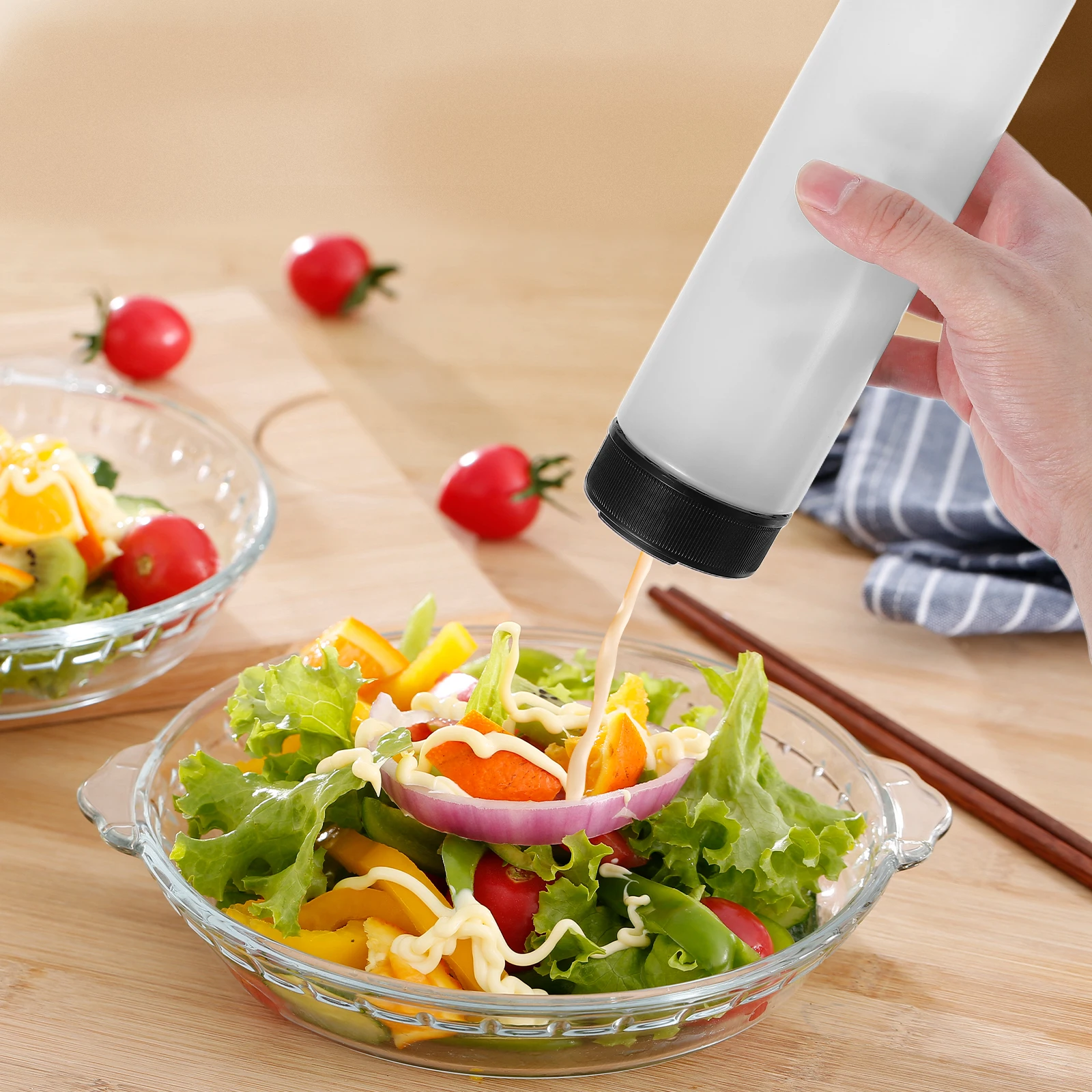 

Double Headed Sauce Bottle Black Dual Sided Condiment Holder Ketchup Mustard Dispenser LeakProof Plastic Squeeze Bottles For