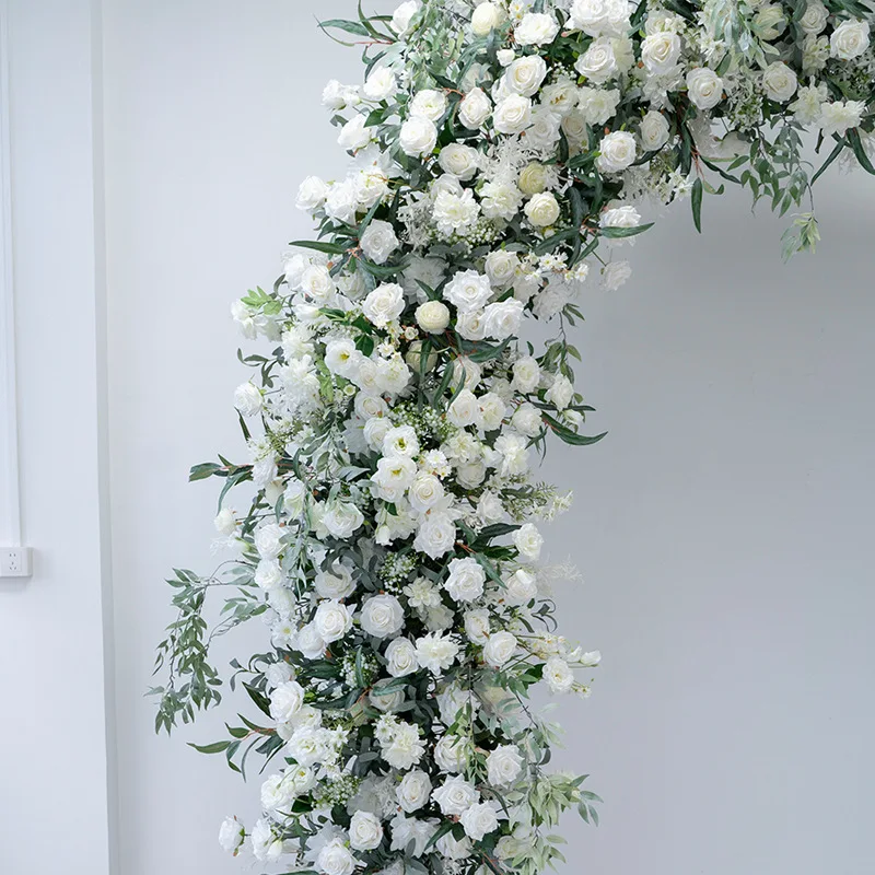 European-style white wedding arch decoration floral arrangement, truss finished arch stage background arrangement