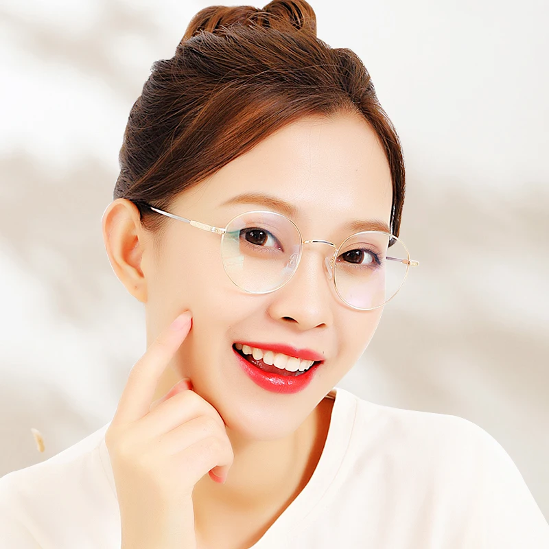 Ultra-Thin Resin Lens Reading Glasses Anti Blue Ray Anti-fatigue for Women,Ultralight Titanium Alloy Round frames Readers