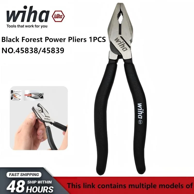 

Комбинированные плоскогубцы WIHA 45838/45839 Black Forest с высоким рычажным усилием, Cr-V, для электриков, экономящие силы, для работы со стальной проволокой, с режущим краем.