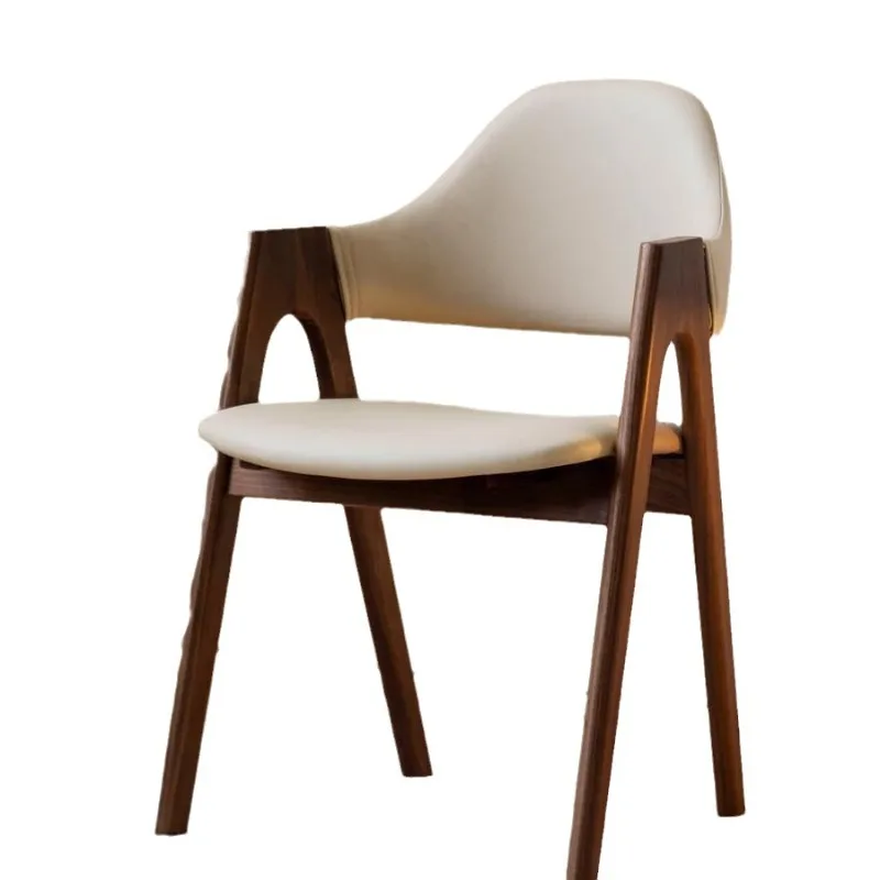 Luxury Home Solid Wood Dining Chair Black Walnut Color Study Chair Simple New Chinese Armchair Home Soft Bag Back Chair