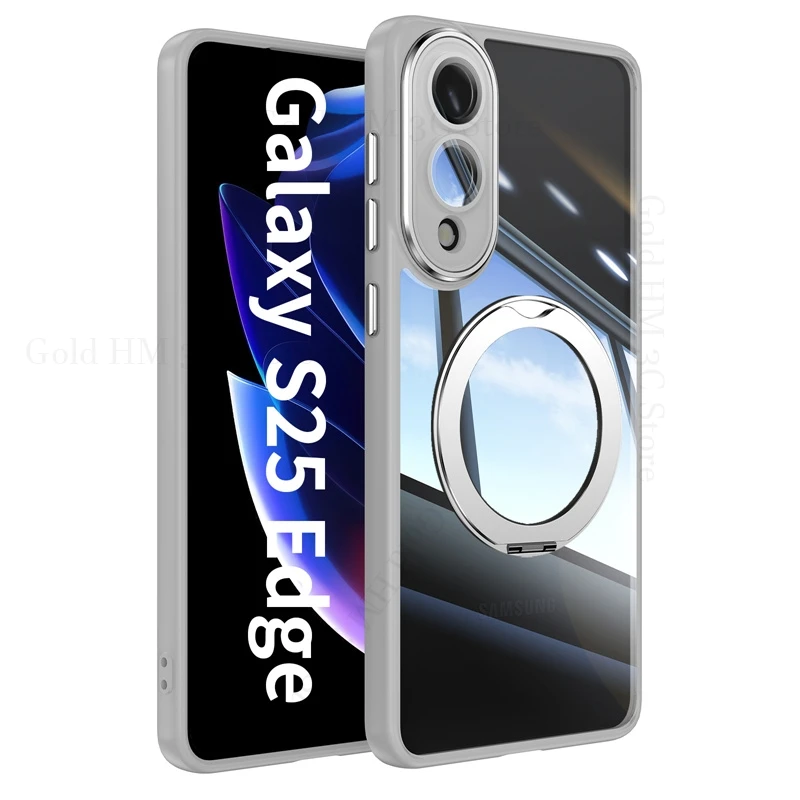 

For Magsafe Transparent Tough Tempering Case For Samsung A07 A17 A06 A16 A26 A36 A56 360° Magnetic Ring Holder Kickstand Cover