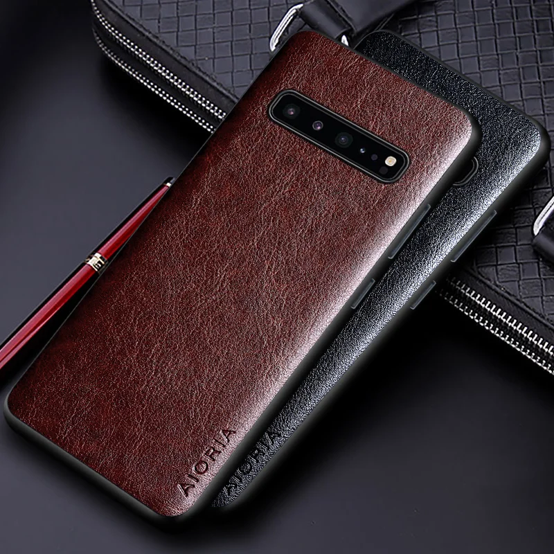 Luxury PU leather Case for Samsung galaxy S10 S9 S8 Plus S10 Lite S10E Business solid color design phone cover Soft TPU&Hard PC