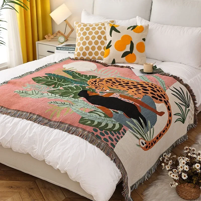 

Bohemian Line Art Throw Blanket - Lightweight & Soft Decorative Couch Cover for Sofa, Camping, Picnic, Nap & Bed