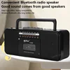 ブルートゥース付きワイヤレスラジオ,ビンテージスタイル,レトロ,USB,マルチバンド,AM, FM, SW,ステレオ,ラジカセ,mp3,オーディオ,カセット,テーププレーヤー,レコーダー 4