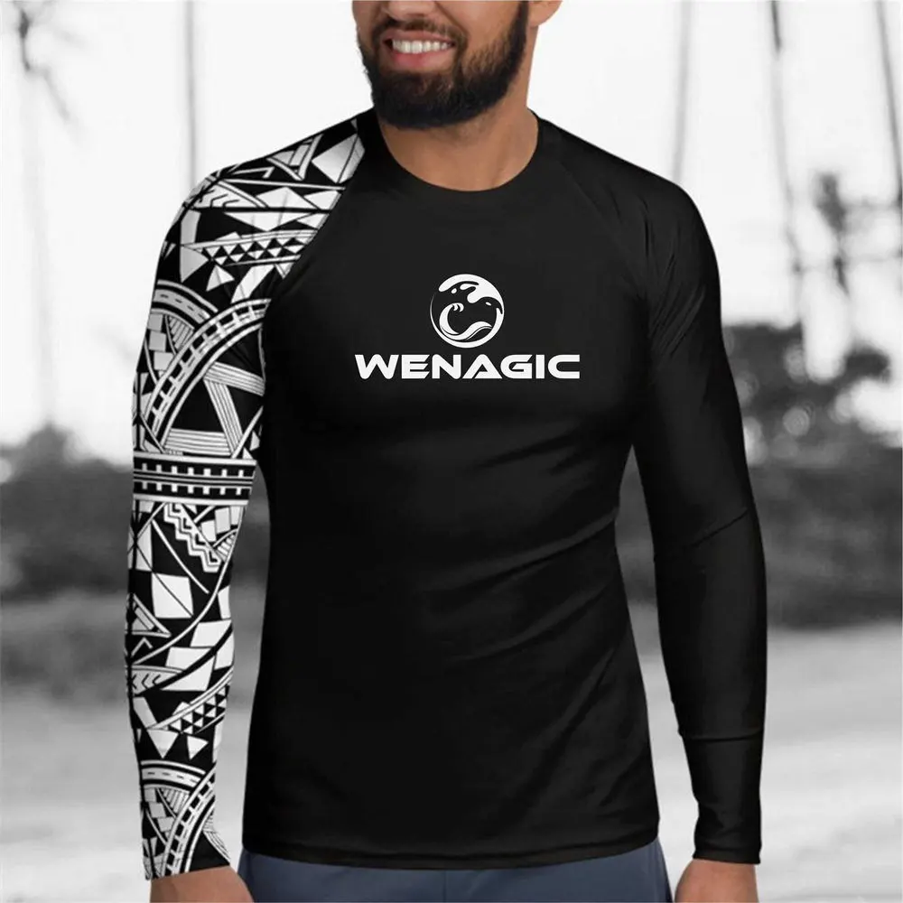 New Men Rash Guard Surfing Diving Suits UV Protection Tights Rashguard Long Sleeve Swim Float Suit Swimming T Shirt Surf Clothes